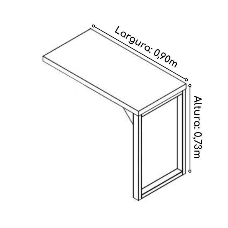 Mesa em L PÉ QUADRO (Mesa 1,50m + Mesa Auxiliar) – S/ Gavetas NOGAL SEVILHA/PRETO – 24476 CT Móveis para Escritório 6