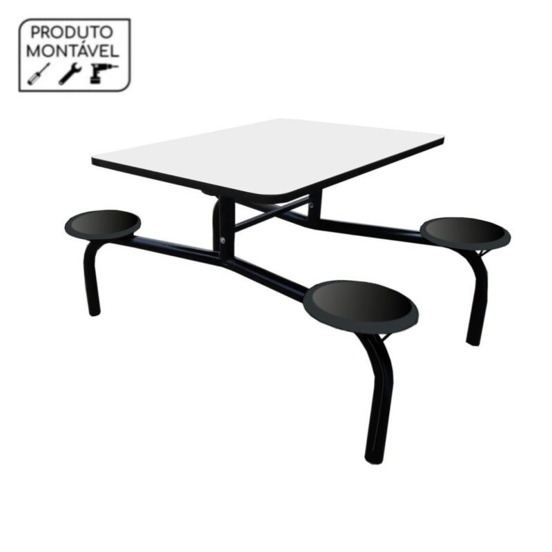 Mesa para Refeitório Fixo 04 Lugares MDP BRANCO DE 25 MM 50052 CT Móveis para Escritório 3