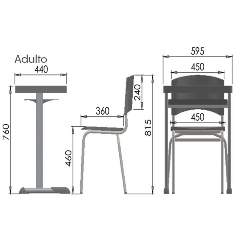 Kit Escolar Individual AMARELO – (Mesa e Cadeira) – ADULTO – – COR AMARELO – 40083 CT Móveis para Escritório 5