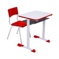 Kit Escolar Individual VERMELHO – (Mesa e Cadeira) – INFANTIL – MADEIRA – COR VERMELHO – 40086 CT Móveis para Escritório