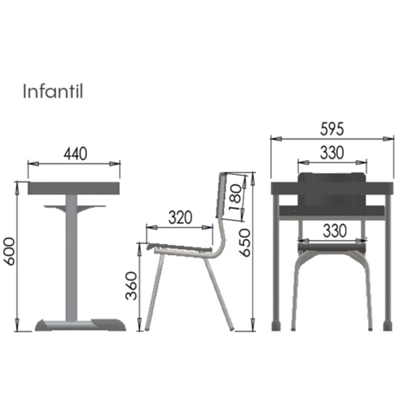 Kit Escolar Individual AZUL – (Mesa e Cadeira) – INFANTIL – MADEIRA – COR AZUL – 40085 CT Móveis para Escritório 5