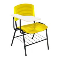 Cadeira Universitária Plástica com Prancheta MDF – COR AMARELO 34019 CT Móveis para Escritório