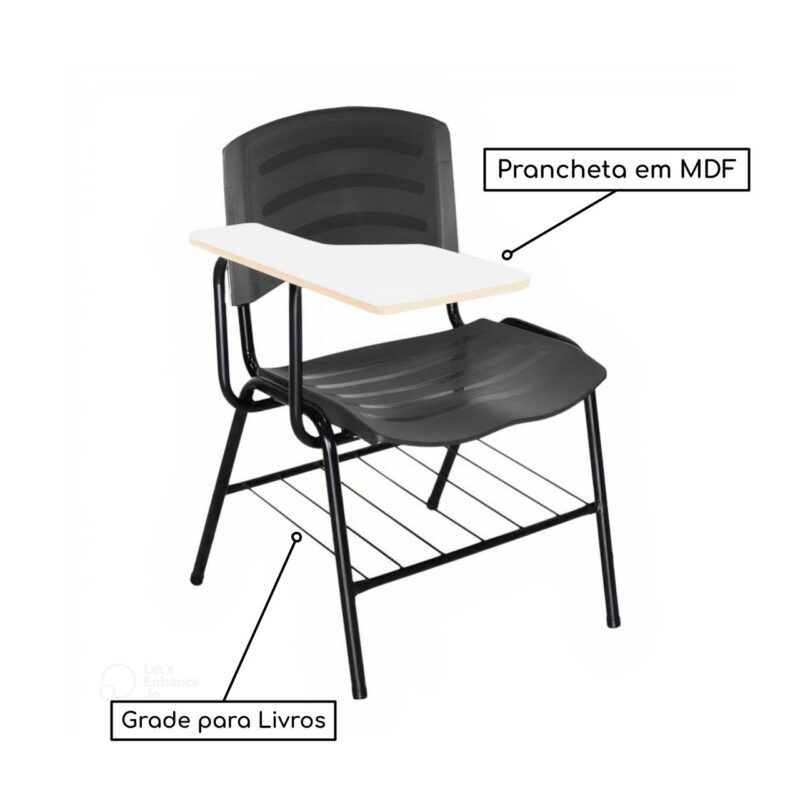 Cadeira Universitária Plástica Prancheta MDF – COR PRETO 34015 CT Móveis para Escritório 3