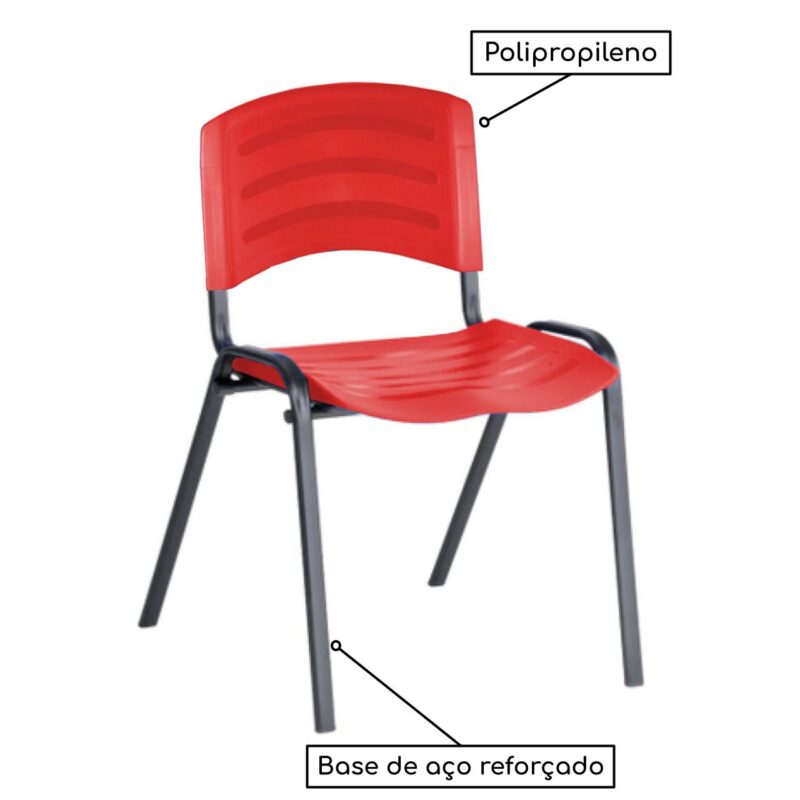 Cadeira Fixa Plástica 04 pés Cor Vermelho (Polipropileno) 31208 CT Móveis para Escritório 4