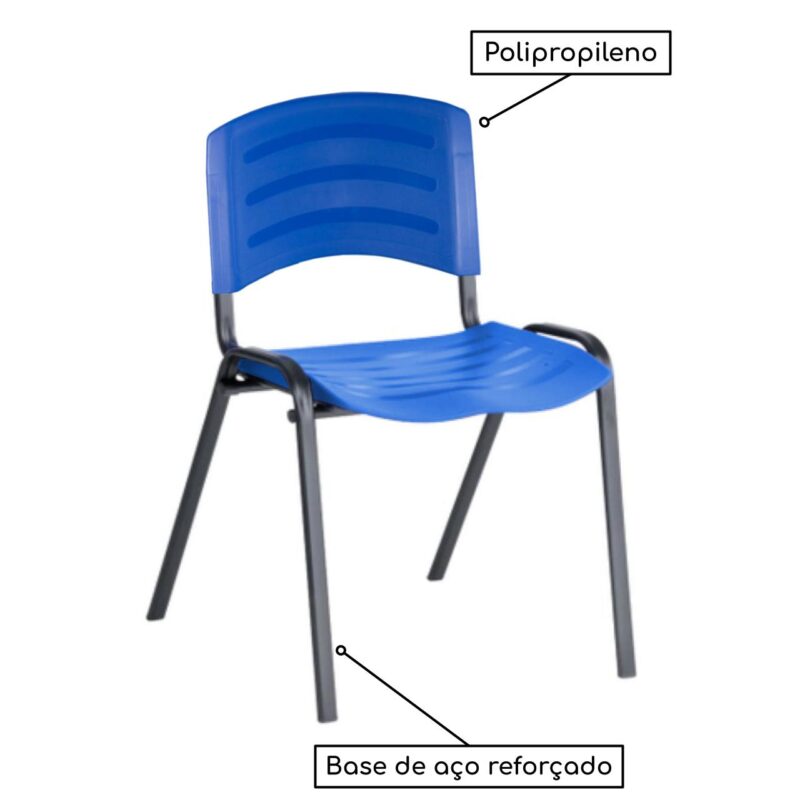 Cadeira Fixa Plástica 04 pés Cor Azul (Polipropileno) 31207 CT Móveis para Escritório 4