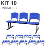 Kit 10 Cadeiras Longarinas PLÁSTICAS 03 Lugares – Cor Azul 33057 CT Móveis para Escritório 7