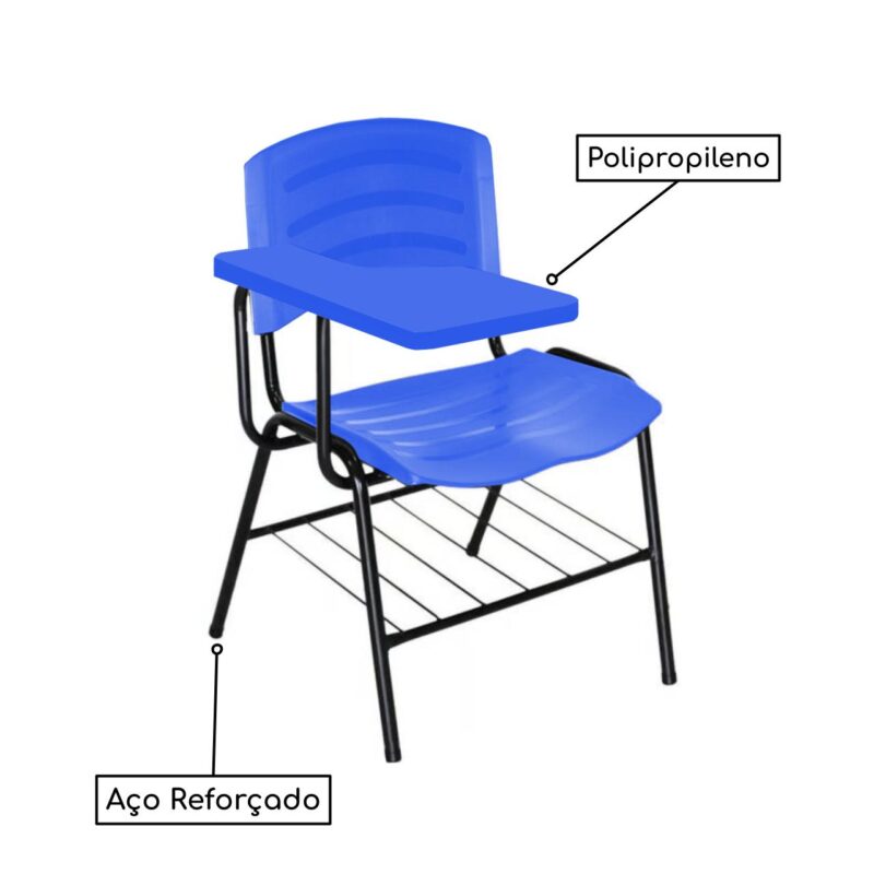 Cadeira Universitária Plástica Prancheta PLÁSTICA – COR AZUL 34023 CT Móveis para Escritório 3