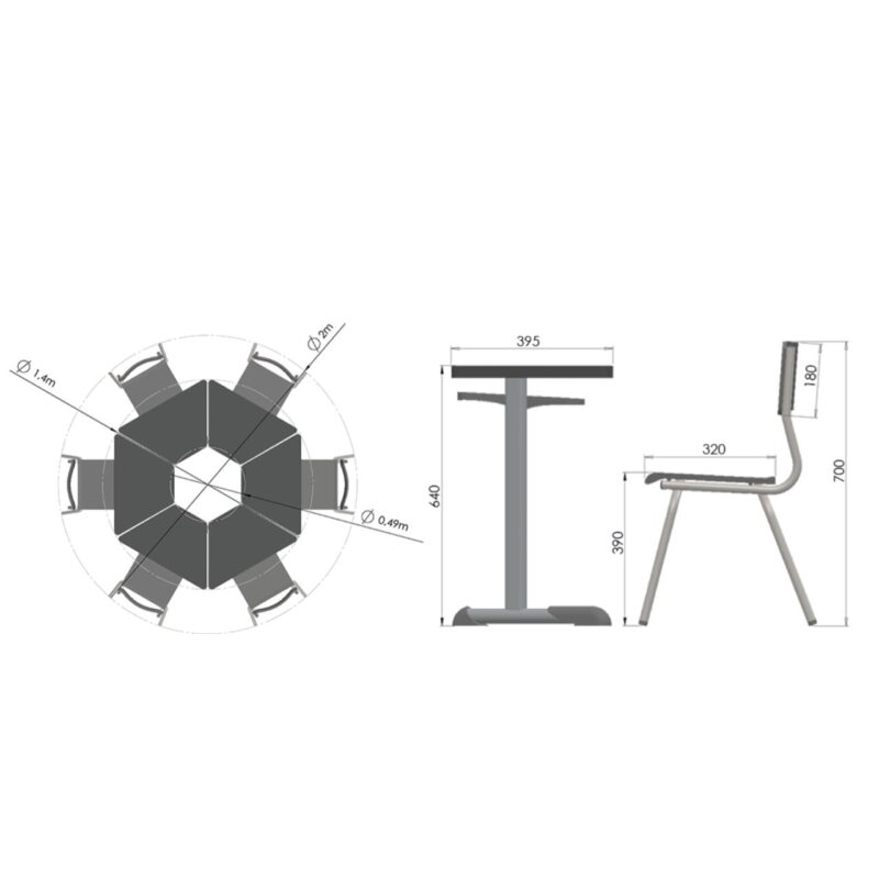 Conjunto Escolar Hexagonal BABY Mesas e Cadeiras – 06 A 09 anos – JUVENIL – 41005 CT Móveis para Escritório 5