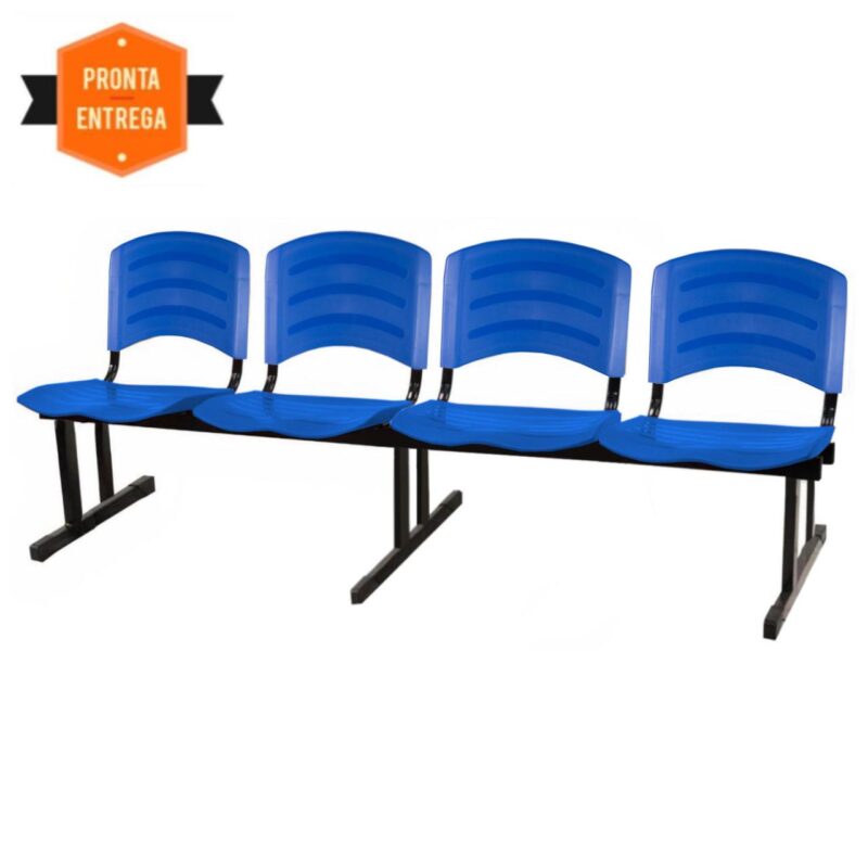 Cadeira Longarina PLASTICA 4 Lugares Cor Azul 33098 CT Móveis para Escritório 4