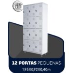 Armário Roupeiro de Aço c/ 12 Portas PEQUENAS – 1,95×0,92×0,40m – SA – CZ/CZ – 14001 CT Móveis para Escritório 7