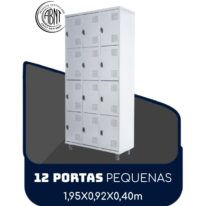 Armário Roupeiro de Aço c/ 12 Portas PEQUENAS – 1,95×0,92×0,40m – SA – CZ/CZ – 14001 CT Móveis para Escritório