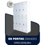 Armário Roupeiro de Aço c/ 08 Portas GRANDES – 1,95×1,22×0,40m – SA – CZ/CZ – 14003 CT Móveis para Escritório 7