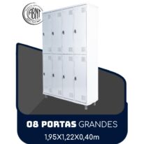 Armário Roupeiro de Aço c/ 08 Portas GRANDES – 1,95×1,22×0,40m – SA – CZ/CZ – 14003 CT Móveis para Escritório