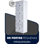 Armário Roupeiro de Aço c/ 08 Portas PEQUENAS 1,95×0,62×0,40m – SA – Cinza – 14002 CT Móveis para Escritório 7