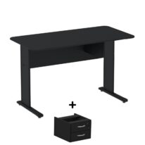 Mesa Escritório 1,20×0,60m c/ Gavetas – Cor Preto – 44090 CT Móveis para Escritório