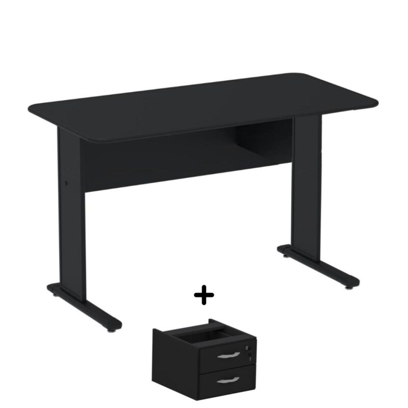 Mesa Escritório 1,20×0,60m c/ Gavetas – Cor Preto – 44090 CT Móveis para Escritório 2