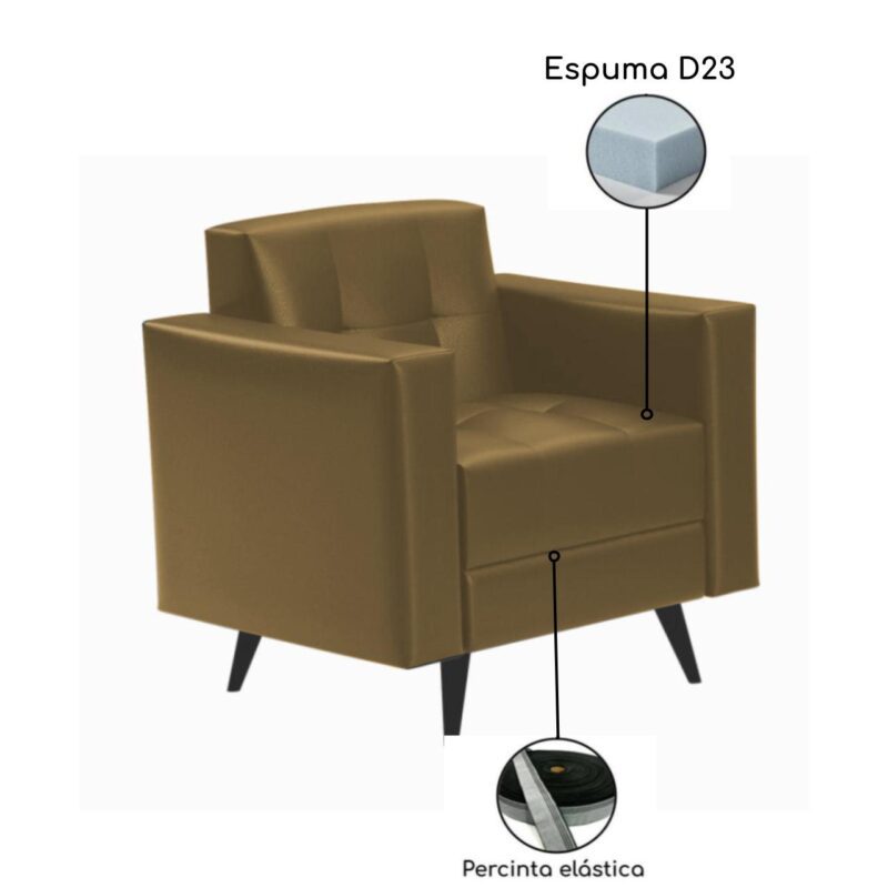 Poltrona para Escritório Roma 01 Lugar – Corino – Cor FENDI – 60050 CT Móveis para Escritório 5