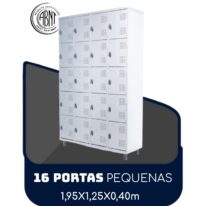 Armário Roupeiro de Aço c/ 16 Portas PEQUENAS – 1,95×1,25×0,40m – SA – CZ/CZ – 14000 CT Móveis para Escritório