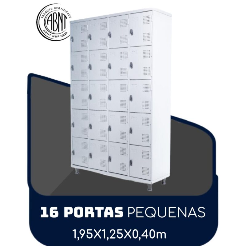 Armário Roupeiro de Aço c/ 16 Portas PEQUENAS – 1,95×1,25×0,40m – SA – CZ/CZ – 14000 CT Móveis para Escritório 2