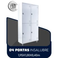 Roupeiro de Aço INSALUBRE com 04 Portas – 1,95×1,00×0,40m – CZ/CZ – SA – 14006 CT Móveis para Escritório