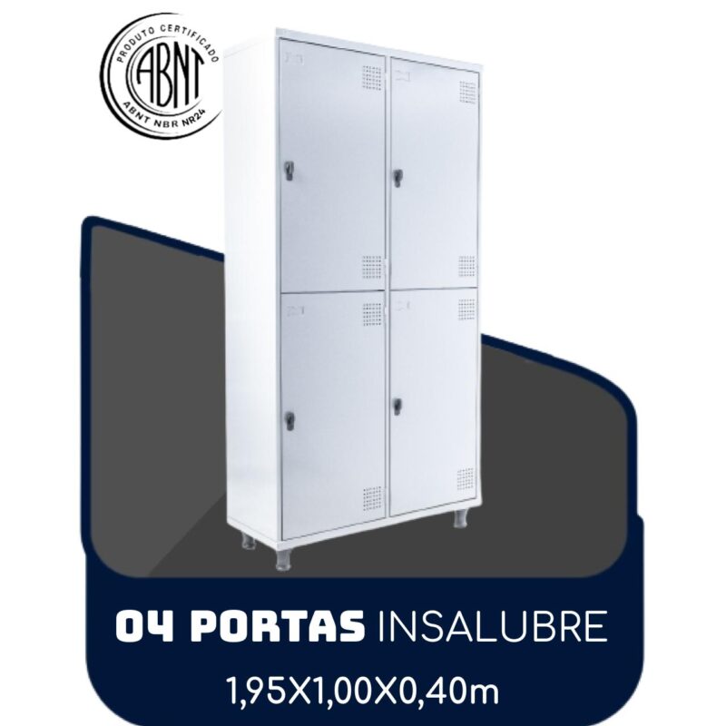 Roupeiro de Aço INSALUBRE com 04 Portas – 1,95×1,00×0,40m – CZ/CZ – SA – 14006 CT Móveis para Escritório 2