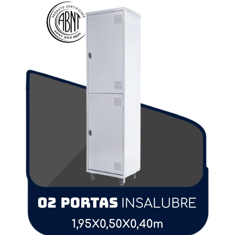 Roupeiro de Aço INSALUBRE c/ 02 Portas – 1,95×0,50×0,40m – CZ/CZ – SA – 14005 CT Móveis para Escritório 2