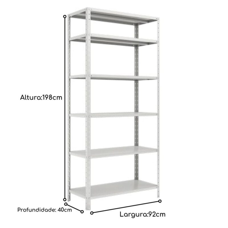 Estante de Aço com 06 Bandejas 40 cm (24/18) – 1,98×0,92×0,40m – SA – 16017 CT Móveis para Escritório 5