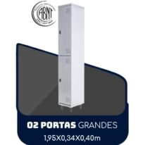 Armário Roupeiro de Aço c/ 02 Portas GRANDES – 1,95×0,34×0,40m – SA – CZ/CZ – 14007 CT Móveis para Escritório