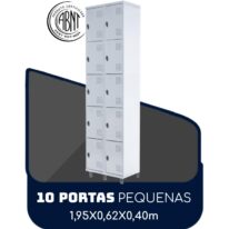 Armário Roupeiro de Aço c/ 10 Portas PEQUENAS – 1,95×0,62×0,40m – SA – CZ/CZ – 14010 CT Móveis para Escritório