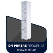 Armário Roupeiro de Aço c/ 04 Portas PEQUENAS 1,95×0,34×0,40m PEQUENAS – SA – CZ/CZ – 14011 CT Móveis para Escritório