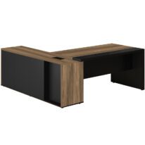 Mesa PRESIDENTE Armário Pedestal 1,82×1,80m NOGAL SEVILHA / PRETO – 20602 CT Móveis para Escritório