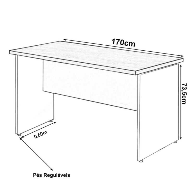 Mesa Escritório 1,70×0,60m – S/ Gavetas MARSALA / PRETO – 23474 CT Móveis para Escritório 5