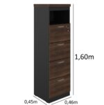 Arquivo 04 Gavetas Pasta Suspensa – 1,60×0,46×0,45m MARSALA / PRETO – 51013 CT Móveis para Escritório 6