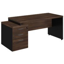 Mesa PEDESTAL RETA (03 Gavetas) 1,92X0,70m Marsala/Preto – 23485 CT Móveis para Escritório