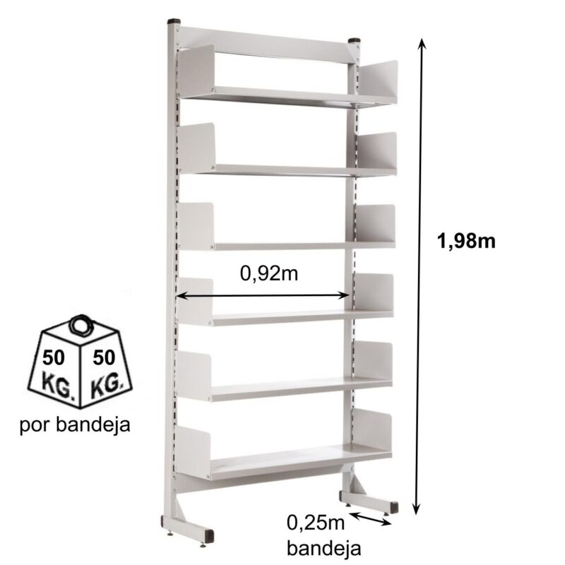 Estante Biblioteca de PAREDE com 06 Bandejas – 1,98×0,92×0,30m – NOBRE – 11108 CT Móveis para Escritório 3