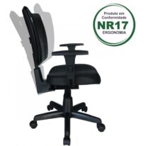 Cadeira B-ONE Back System com Braços Reguláveis – Cor Preta 31010 CT Móveis para Escritório