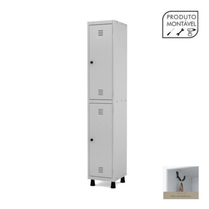 Armário Roupeiro de Aço com 02 PORTAS GRANDES – 1,93×0,34×0,40m – CZ/CZ – PANDIN – 10001 CT Móveis para Escritório 4