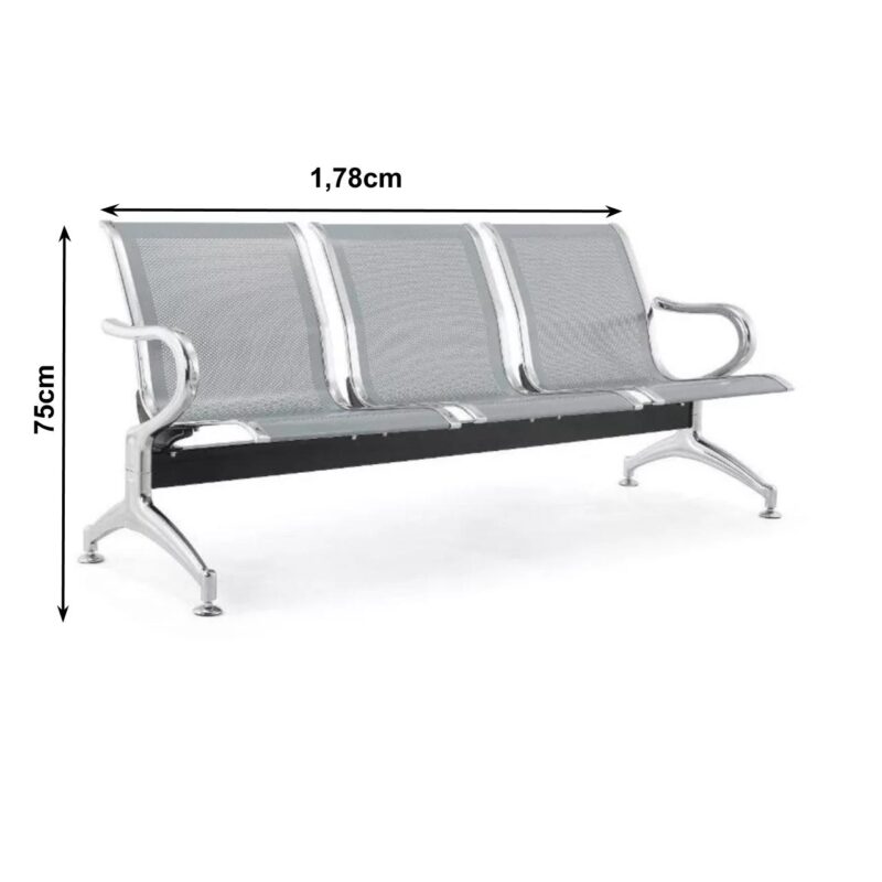 Longarina AEROPORTO com 03 Lugares – Cor Cromado 33108 CT Móveis para Escritório 3