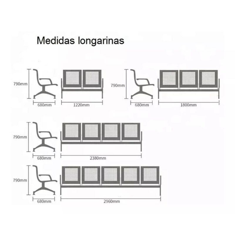 Longarina AEROPORTO com 03 Lugares – Cor Cromado 33108 CT Móveis para Escritório 5