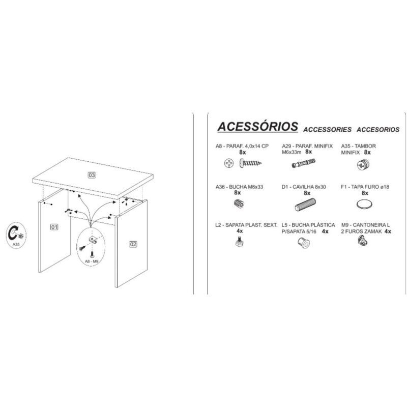 Mesa de Escritório 1,50×0,60m Sem Gavetas NOGAL SEVILHA/PRETO – 21472 CT Móveis para Escritório 7