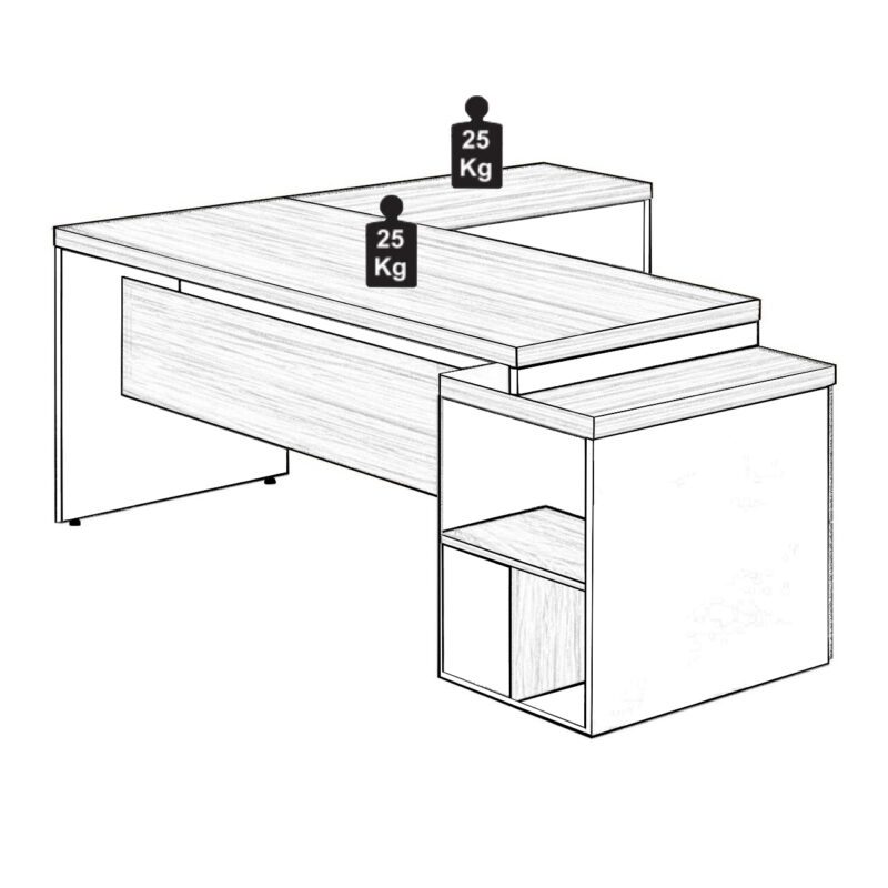 Mesa PEDESTAL com “L” – 1,92×1,60m NOGAL SEVILHA/PRETO – 21406 CT Móveis para Escritório 4