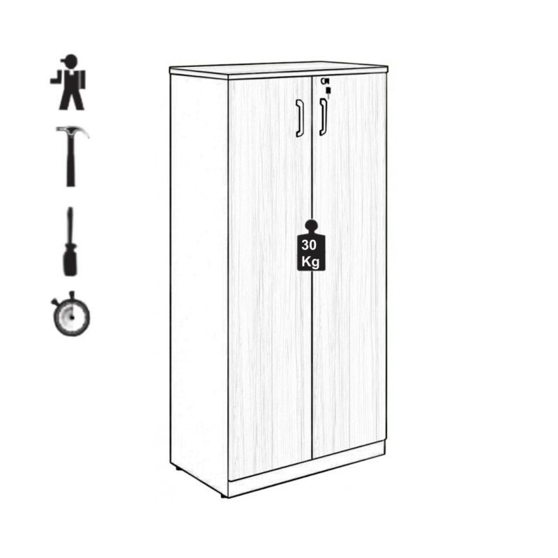 Armário Alto Fechado com 02 Portas – 1,61×0,80×0,45m NOGAL SEVILHA/PRETO – 21414 CT Móveis para Escritório 4