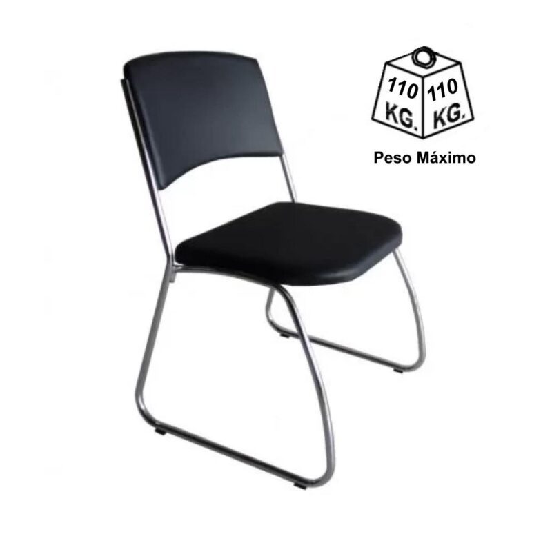 Cadeira Interlocutor Level Cromada – Cor Preto – (EMPILHÁVEL) 32995 CT Móveis para Escritório 5