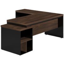 Mesa PEDESTAL com MESA AUXILIAR 1,92×1,60m – Marsala/Preto – 23484 CT Móveis para Escritório