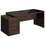 Mesa PEDESTAL RETA c/ VIDRO – 1,92X0,70m MARSALA / PRETO – 23500 CT Móveis para Escritório 6