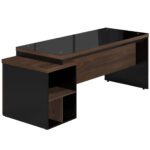 Mesa PEDESTAL RETA c/ VIDRO – 1,92X0,70m MARSALA / PRETO – 23500 CT Móveis para Escritório 7