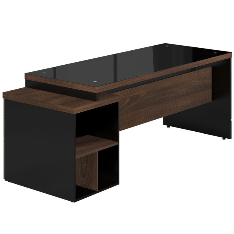 Mesa PEDESTAL RETA c/ VIDRO – 1,92X0,70m MARSALA / PRETO – 23500 CT Móveis para Escritório 3