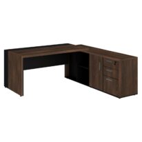 Mesa PRESIDENTE c/ Armário Pedestal – 1,82×1,80m MARSALA / PRETO – 23483 CT Móveis para Escritório