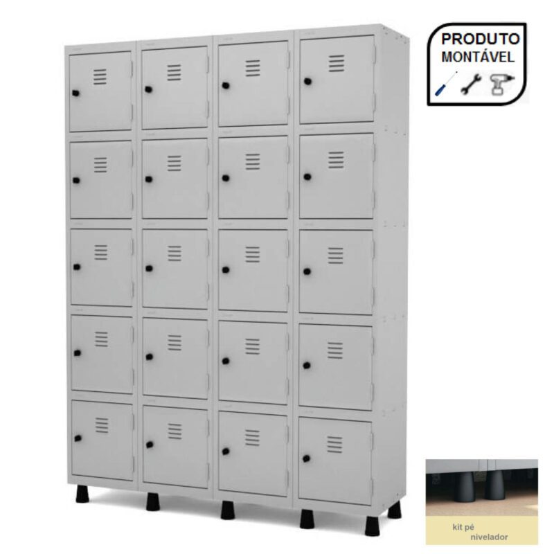 Armário Roupeiro de Aço com 20 Portas Pequenas – 1,93×1,70×0,40m – CZ/CZ – PANDIN – 10009 CT Móveis para Escritório 8