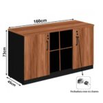 Armário Baixo GOLD Credenza ESPECIAL – 1,60×0,72×0,45m NOGALSEVILHA / PRETO – 23502 CT Móveis para Escritório 6